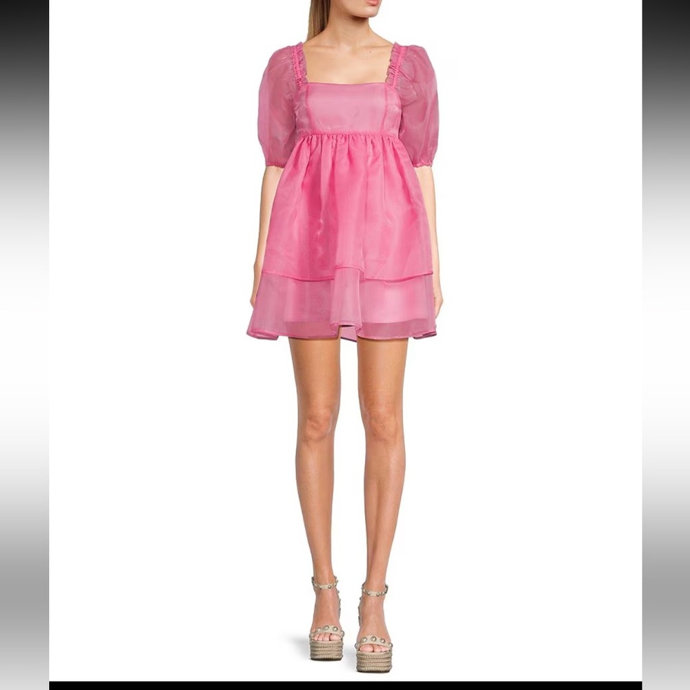 Chelsea & Violet Organza Short Puff Sleeve Babydoll Dress Size Medium